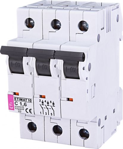 Автоматичний вимикач ETI ETIMAT 10 3p C 1,6А (2135707) - фото 1