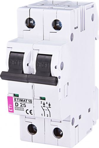 Автоматический выключатель ETI ETIMAT 10 2p D 25А (2153718) - фото 1