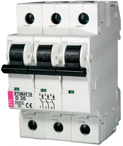 Автоматичний вимикач ETI ETIMAT 10 3p D 20А (2155717) - фото 1