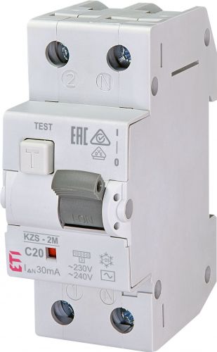 Дифференциальный автоматический выключатель ETI KZS-2M C 20/0,03 AC (2173125) - фото 1