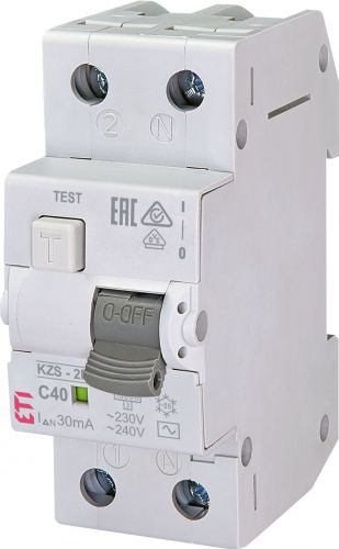 Дифференциальный автоматический выключатель ETI KZS-2M C 40/0,03 AC (2173128) - фото 1