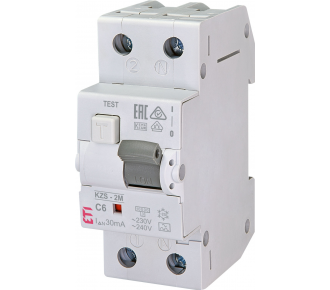 Диференціальний автоматичний вимикач ETI KZS-2M C 6 / 0,03 A (2173221)