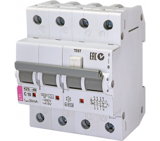 Диференціальний автоматичний вимикач ETI KZS-4M 3p NC 10 / 0,03 A (2174922)