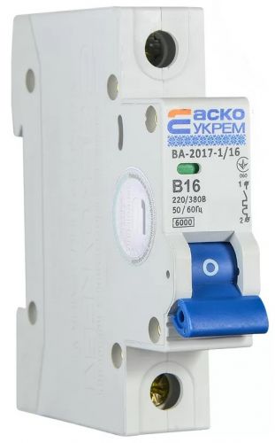 Автоматический выключатель Аско УкрЕМ ВА-2017/B 1р 16А (A0010170051) - фото 2