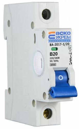 Автоматический выключатель Аско УкрЕМ ВА-2017/B 1р 20А (A0010170052) - фото 2