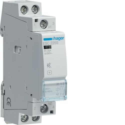 Контактор бесшумный Hager ESC225S 25A 2НО 230В - фото 1