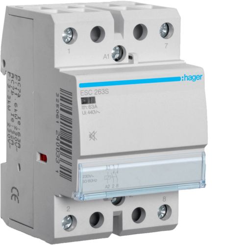 Контактор безшумний Hager ESC263S 63A, 2НО, 230В - фото 1