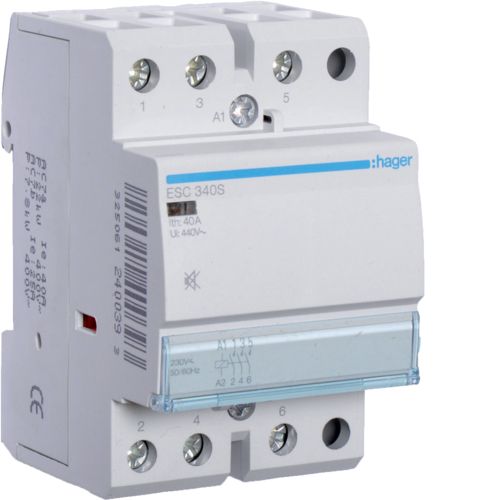 Контактор бесшумный Hager ESC340S 40A, 3НЗ, 230В - фото 1