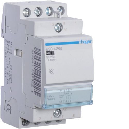 Контактор бесшумный Hager ESC428S 25A, 3НО+1НЗ, 230В - фото 1