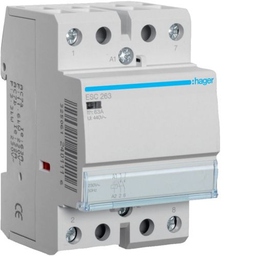 Контактор Hager ESC263 63A, 2НО, 230В - фото 1