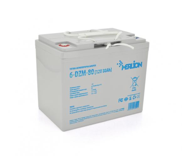 Аккумуляторная батарея тяговая MERLION 6-DZM-80, 12V 80Ah Q1 (18092) - фото 1