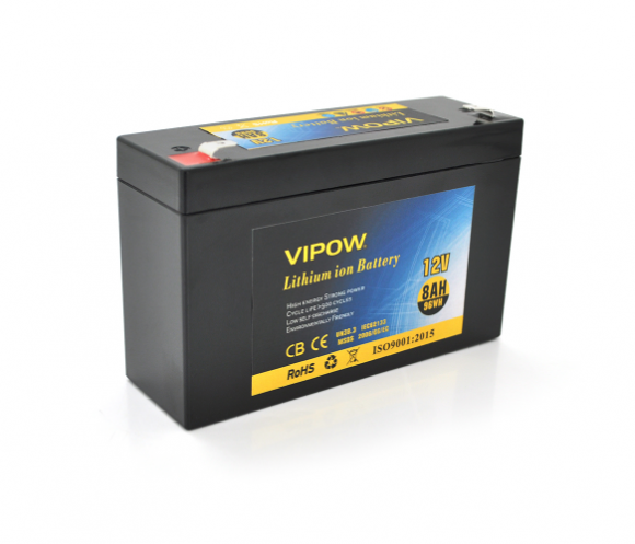 Акумуляторна батарея Vipow 12,8 V 8AH з елементами Li-ion (18673) - фото 1