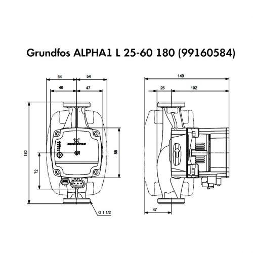 Насос циркуляционный  Grundfos ALPHA1 L 25-60 180 (99160584) - фото 3