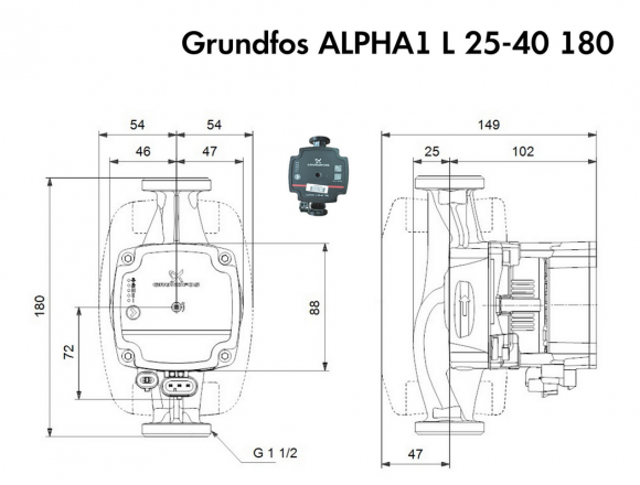 Насос циркуляционный Grundfos ALPHA1 L 25-40 180 (99160579) - фото 3