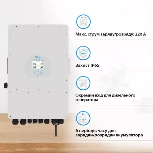 Инвертор гибридный сетевой DEYE SUN-10K-SG02LP1-EU-AM3 - фото 3