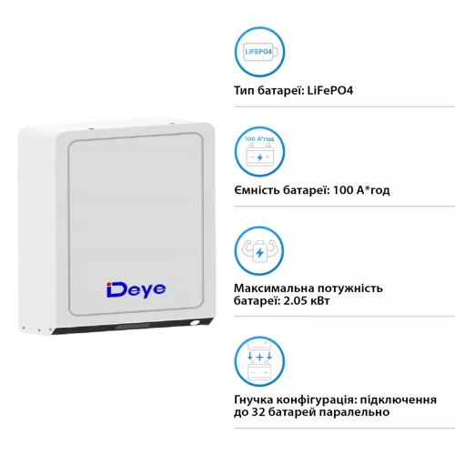 Аккумуляторная батарея Deye RW-L2.5 LiFePO4 LV 25.6v 100AH 2.56kwh(RW-L2.5) - фото 3