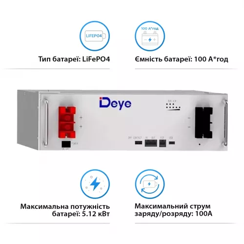 Аккумуляторная батарея Deye SE-G5.1 Pro-B LiFePO4 LV 51.2v 100AH 5.12kWh - фото 3
