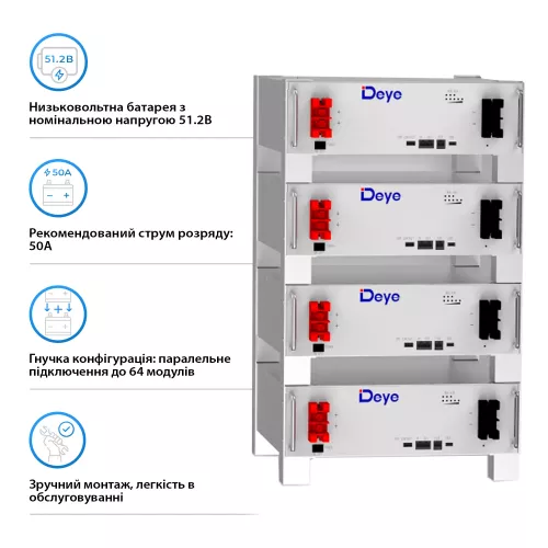 Аккумуляторная батарея Deye SE-G5.1 Pro-B LiFePO4 LV 51.2v 100AH 5.12kWh - фото 2