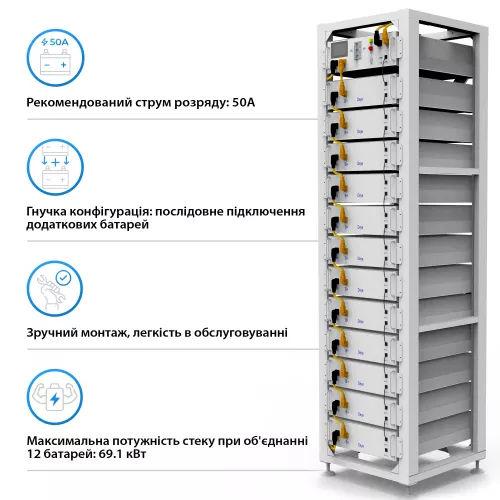 Аккумуляторная батарея Deye BOS-G LiFePO4 HV 51.2v 100AH 5.12kWh - фото 3