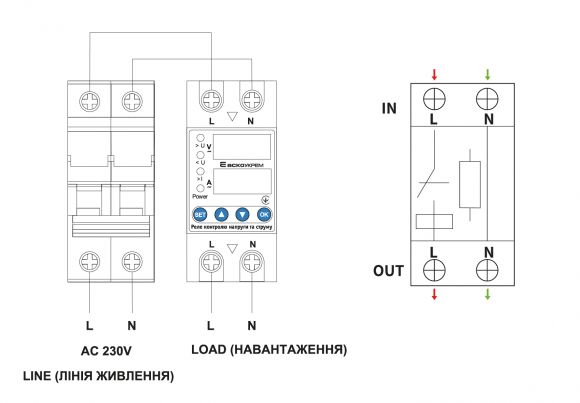 Реле контролю напруги АсКо RKV 2P 63А - фото 2