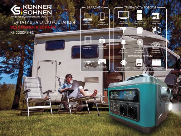 Портативна (переносна) електростанція Konner&amp;Sohnen KS 2200PS-FC - фото 12