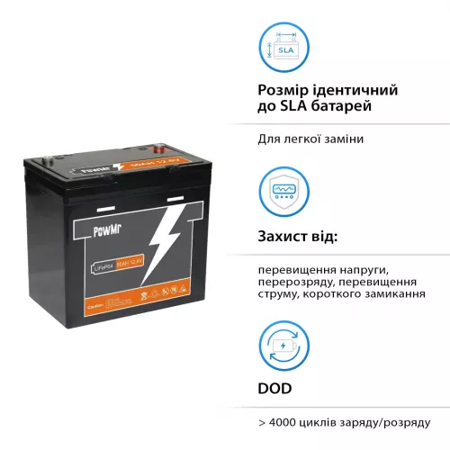 Батарея PowMr 50Ah 12.8V Lifepo4 - фото 2