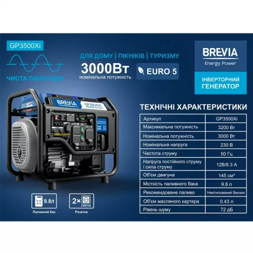 Генератор інверторний BREVIA GP3500Xi - фото 5