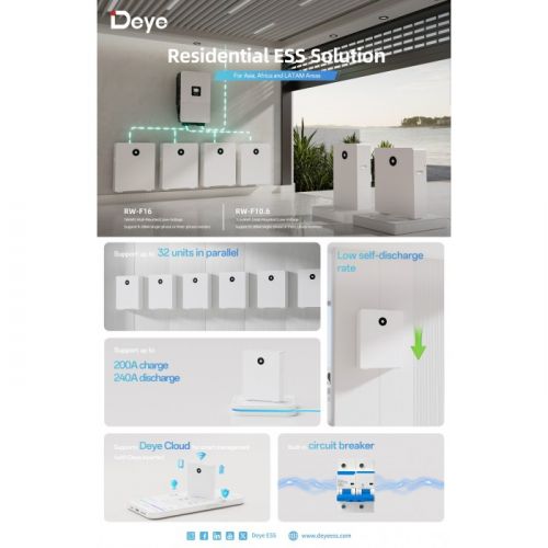 Аккумуляторная батарея Deye RW-F16 LiFePO4 LV 51.2V 314Ah 14.4kWh - фото 4