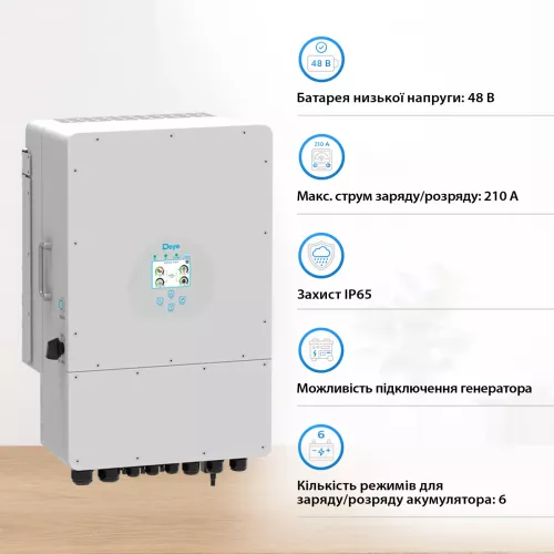 Система безперебійного живлення DEYE SUN-10K-SG04LP3-EU-3DY14.4K-LFP-W 10kW 14.4kWh 3BAT LiFePO4 - фото 5