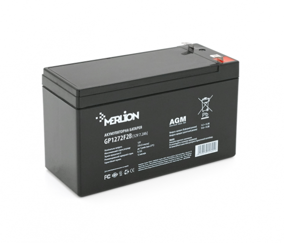 Аккумуляторная батарея MERLION AGM GP1272F2B 12 V 7,2 Ah (15305) - фото 1