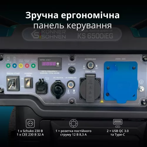 Генератор бензиновий Konner&amp;Sohnen KS 6500iEG - фото 2