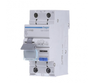 Дифференциальный автомат HAGER 1P+N, 6A, C, 30mA, 6kA, A (ADA906D)