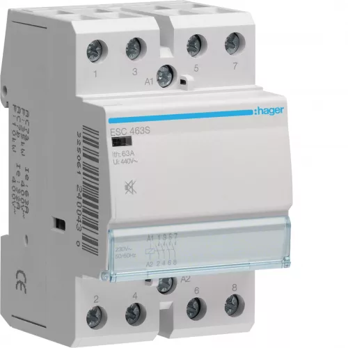 Контактор Hager 230В/63 A, 4НО, 3м (ESC463S) - фото 1